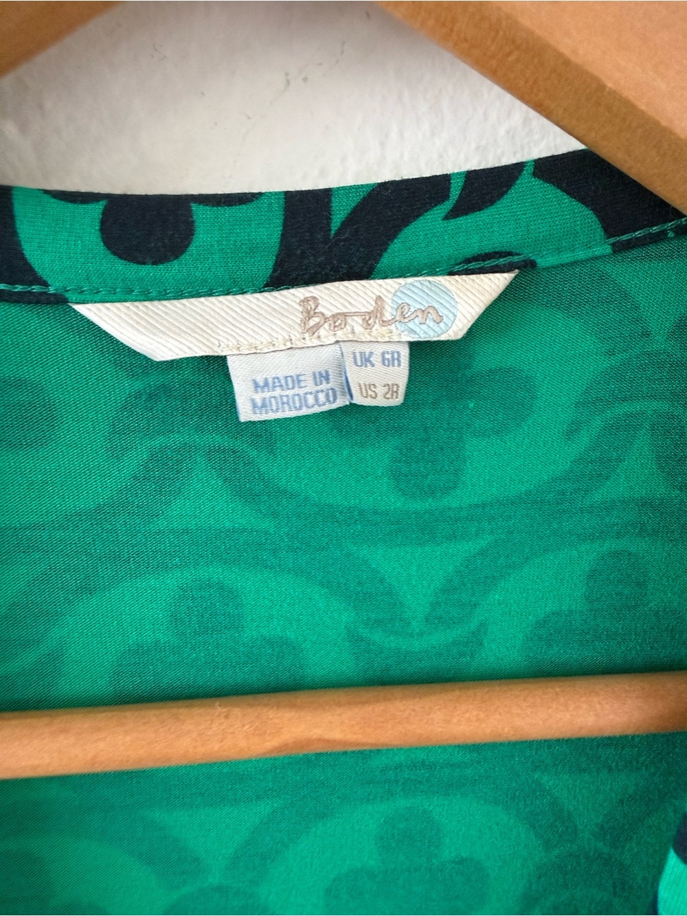 Boden Green Printed Wrap Dress Long Sleeve Viscose Blend Size 2 - Picture 12 of 13